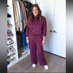 Women's Burgundy Scubaknit Matching Set